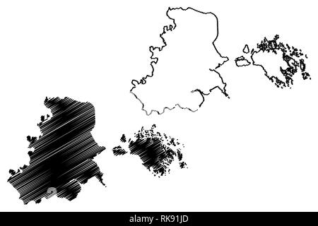 Haiphong Province (République socialiste du Viêt Nam, Subdivisions du Vietnam, municipalité) map vector illustration, croquis gribouillis d'Hai Phong (Bach Long Illustration de Vecteur