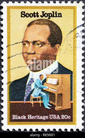 Patrimoine noir, Scott Joplin sur timbre américain Banque D'Images