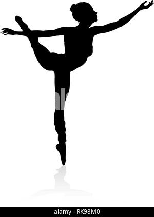 Ballet Dancer Dancing Silhouette Illustration de Vecteur