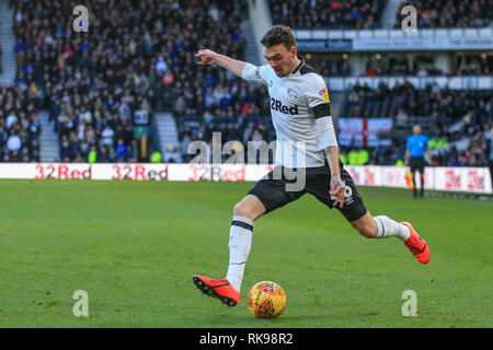 9 février 2019, Pride Park, Derby, England ; Sky Bet Championship, Derby County vs Hull City ; Scott Malone (46) de Derby County Credit : Mark Cosgrove/News Images images Ligue de football anglais sont soumis à licence DataCo Banque D'Images