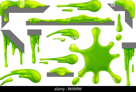 Green Slime malpropre Goo Blobs mouchetures égouttements et gouttes Illustration de Vecteur