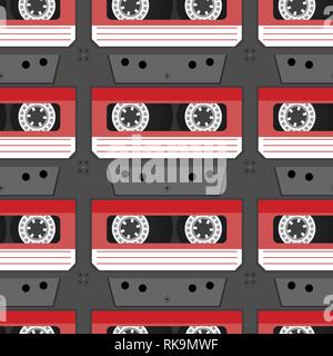 Seamless texture avec des cassettes. Retro magnétophone à cassette. Vector illustration. Illustration de Vecteur