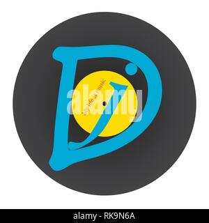 Logo avec un disque vinyle et le mot DJ au milieu. Vector illustration. Illustration de Vecteur