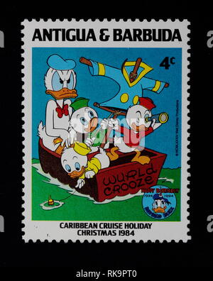 Ameland, Néerlandais - 4 novembre, 2014 : Donald Duck de Mickey et ses amis cartoon animation. Timbres d'Antigua et Barbuda. Usage éditorial uniquement. Banque D'Images