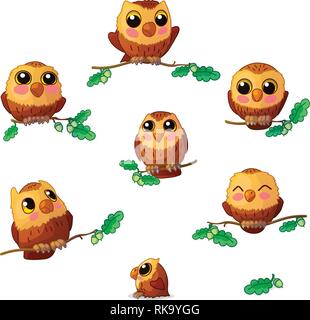 Vector cartoon animal : clipart brown owl birds Illustration de Vecteur