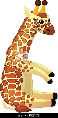 Vector cartoon animal assis clipart cute giraffe Illustration de Vecteur