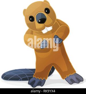 Vector cartoon animal clipart : little beaver Illustration de Vecteur