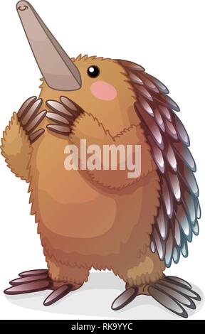 Vector cartoon animal mignon : clipart echidna Illustration de Vecteur