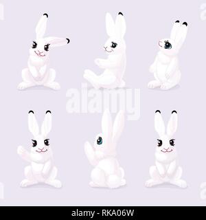 Vector cartoon animal blanc lièvre polaire clipart : Illustration de Vecteur