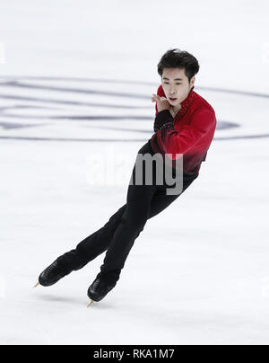 9 février 2019 - Los Angeles, Californie, États-Unis - Boyang Jin de la concurrence de la Chine dans les hommes de patinage libre au cours de l'ISU Four Continents Figure Skating Championship au Honda Center d'Anaheim, Californie, le 9 février 2019. (Crédit Image : © Ringo Chiu/Zuma sur le fil) Banque D'Images