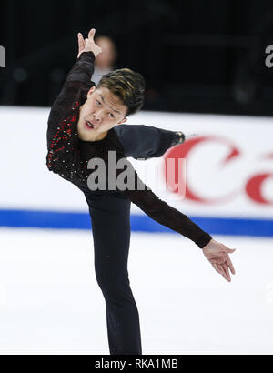 9 février 2019 - Los Angeles, Californie, États-Unis - Micah chinois Tang de Taipie participe à la hommes de patinage libre au cours de l'ISU Four Continents Figure Skating Championship au Honda Center d'Anaheim, Californie, le 9 février 2019. (Crédit Image : © Ringo Chiu/Zuma sur le fil) Banque D'Images