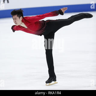 9 février 2019 - Los Angeles, Californie, États-Unis - Boyang Jin de la concurrence de la Chine dans les hommes de patinage libre au cours de l'ISU Four Continents Figure Skating Championship au Honda Center d'Anaheim, Californie, le 9 février 2019. (Crédit Image : © Ringo Chiu/Zuma sur le fil) Banque D'Images