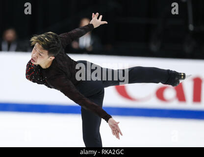 Los Angeles, Californie, USA. Feb 9, 2019. Micah Tang de Chinois Taipie participe à la hommes de patinage libre au cours de l'ISU Four Continents Figure Skating Championship au Honda Center d'Anaheim, Californie, le 9 février 2019. Ringo : crédit Chiu/ZUMA/Alamy Fil Live News Banque D'Images