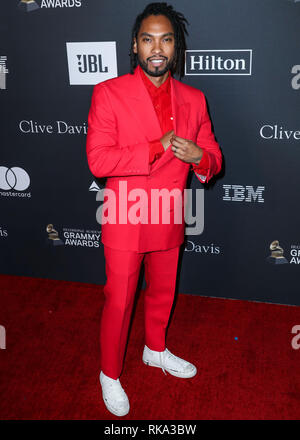 Californie, USA. 9 Feb 2019. Singer Miguel arrive à l'Académie de l'enregistrement et Clive Davis' 2019 pre-GRAMMY gala tenu à l'hôtel Beverly Hilton le 9 février 2019 à Beverly Hills, Los Angeles, Californie, États-Unis. (Photo par Xavier Collin/Image Crédit : Agence de Presse) L'agence de presse Image/Alamy Live News Banque D'Images