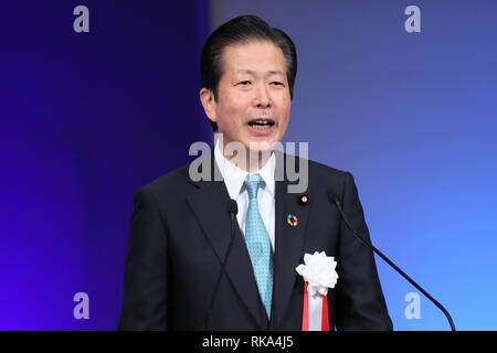 Tokyo, Japon. 10 fév 2019. Leader de la coalition parti Komeito Natsuo Yamaguchi assiste à la convention annuelle de LDP à Tokyo, Japon le 10 février 2019. Credit : YUTAKA/AFLO/Alamy Live News Banque D'Images