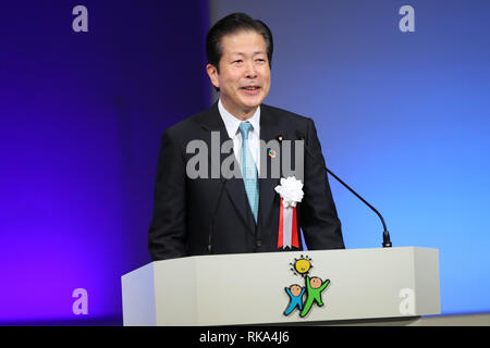 Tokyo, Japon. 10 fév 2019. Leader de la coalition parti Komeito Natsuo Yamaguchi assiste à la convention annuelle de LDP à Tokyo, Japon le 10 février 2019. Credit : YUTAKA/AFLO/Alamy Live News Banque D'Images
