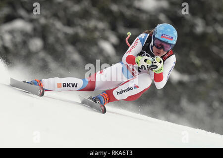 Sont, en Suède. 10 fév, 2019. Championnat du monde de ski alpin, de fond, ski, mesdames : Jasmine Flury à partir de la Suisse sur l'hippodrome. Crédit : Michael Kappeler/dpa/Alamy Live News Banque D'Images