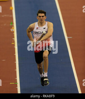 Birmingham, UK. 10 fév 2019.Spar en athlétisme en salle ; Harry Coppell participe à la perche pendant deux jours de la Spar Championnats mondiaux d'athlétisme Indoor Arena à Birmingham : Action Crédit Plus Sport/Alamy Live News Banque D'Images