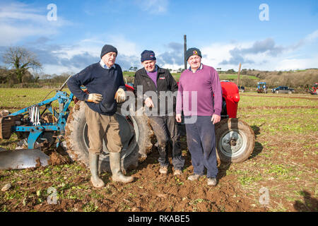 Timogeague, Cork, Irlande. 10 fév, 2019. Maurice Sheehy, Reenascreena, Denis Cummings, Bandon et Michael Coomey de tour du lac à l'Ouest de Cork Association Labour match qui a eu lieu à tour du lac, dans le comté de Cork, Irlande Crédit : David Creedon/Alamy Live News Banque D'Images