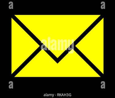Mail - icône symbole simple jaune, isolé - vector illustration Illustration de Vecteur