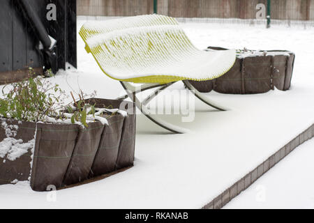 Jardin couvert de neige Banque D'Images