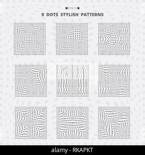 Abstract black square mesh dots pattern set élégant. Vous pouvez utiliser pour l'ajustement d'art, affiches, conception d'éléments vectoriels EPS10. Illustration de Vecteur