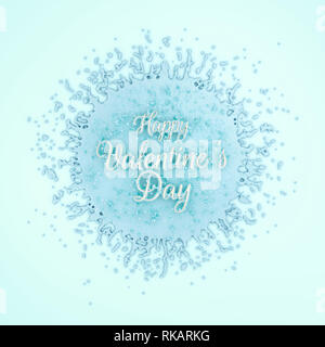 Happy Valentine's Day Message écrit par lettrage volume lumineux sur splash en bleu. 3d illustration Banque D'Images