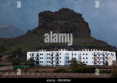 Plage appartements d'Agaete, Gran Canaria Banque D'Images