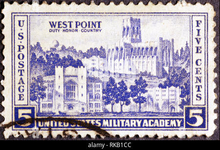 Wespoint Academy sur timbre américain vintage Banque D'Images