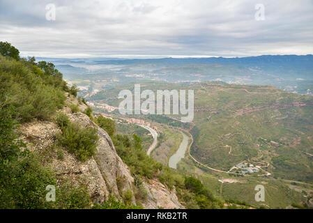 Vues à partir de la montagne de Montserrat, près de Barcelone, Catalogne, Espagne Banque D'Images