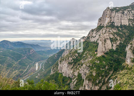 Vues à partir de la montagne de Montserrat, près de Barcelone, Catalogne, Espagne Banque D'Images