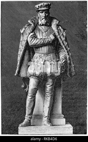 Gravure de Gaspard de Coligny, Seigneur de Châtillon (1519 - 1572) un aristocrate français et l'amiral, un Huguenot leader dans les Guerres de Religion et un ami intime et conseiller du roi Charles IX de France. Assassiné à St Bartholemew's Day massacre. Banque D'Images