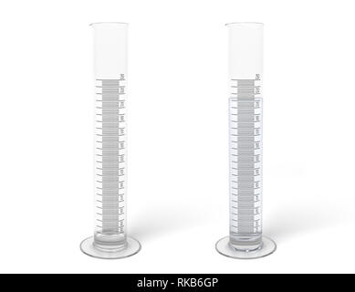 Le rendu 3D de cylindres de laboratoire isolé sur fond blanc Banque D'Images