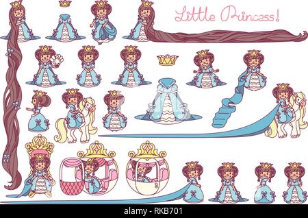 Vector set petite princesse, jolie collection queen Illustration de Vecteur