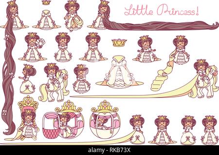 Vector set petite princesse, jolie collection queen Illustration de Vecteur