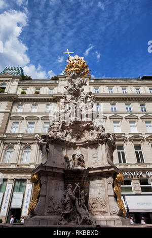 L'Autriche, Vienne, Wiener Dreifaltigkeitssaule Pestsaule ou - Sainte Trinité ou la colonne de la peste, monument baroque du 17e siècle. Banque D'Images