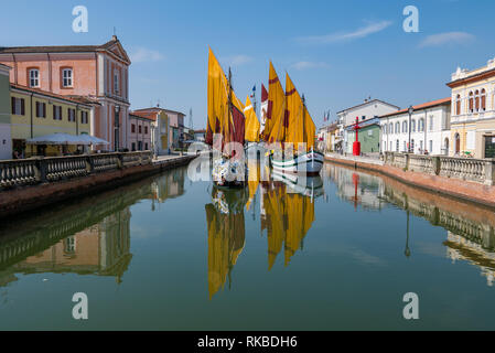 CESENATICO - Août 7, 2018 : Musée de bateaux dans le Porto Canale Leonardesco de Cesenatico, Emilie Romagne, Italie Banque D'Images