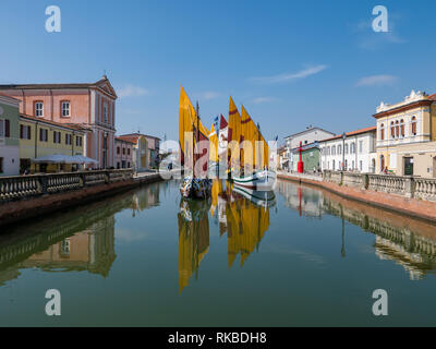 CESENATICO - Août 7, 2018 : Musée de bateaux dans le Porto Canale Leonardesco de Cesenatico, Emilie Romagne, Italie Banque D'Images