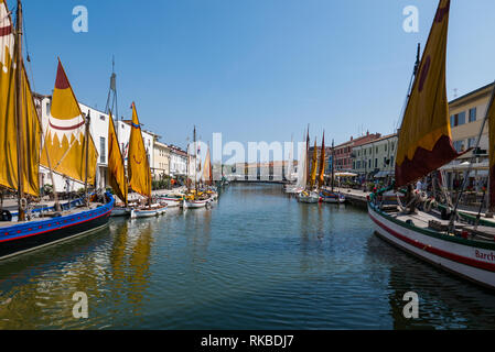 CESENATICO - Août 7, 2018 : Musée de bateaux dans le Porto Canale Leonardesco de Cesenatico, Emilie Romagne, Italie Banque D'Images