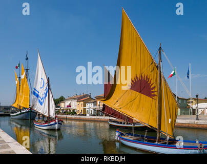 CESENATICO - Août 7, 2018 : Musée de bateaux dans le Porto Canale Leonardesco de Cesenatico, Emilie Romagne, Italie Banque D'Images