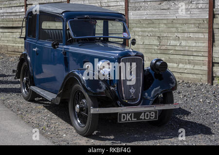 Une Austin Seven classic car sur l'affichage à 1940 week-end au Black Country Living Museum de Dudley, West Midlands, England, UK Banque D'Images