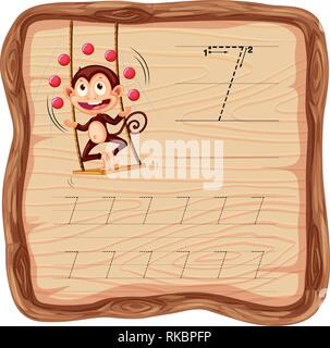 Numéro sept feuilles de traçage illustration Illustration de Vecteur