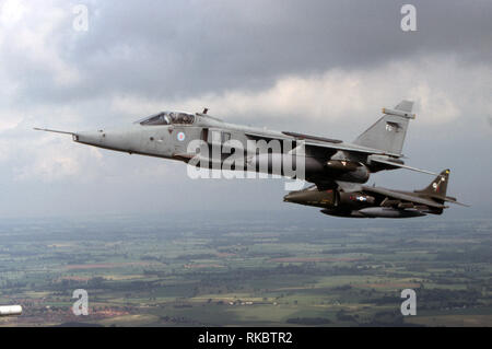 ROYAL AIR FORCE Sepecat Jaguar et Hawker Harrier Banque D'Images