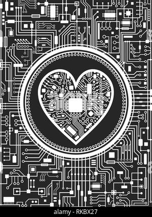 Valentines Day fond noir et blanc avec coeur Illustration de Vecteur