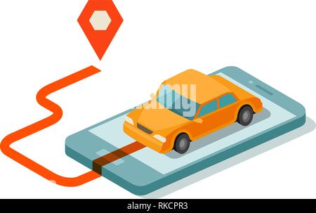 Service de taxi pour l'internet mobile app. Vector illustration Illustration de Vecteur