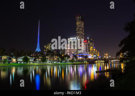 Toits de Melbourne et de la rivière Yarra, Melbourne, Australie. Banque D'Images