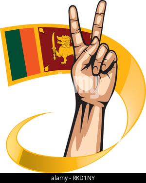 Sri Lanka drapeau et part sur fond blanc. Vector illustration Illustration de Vecteur