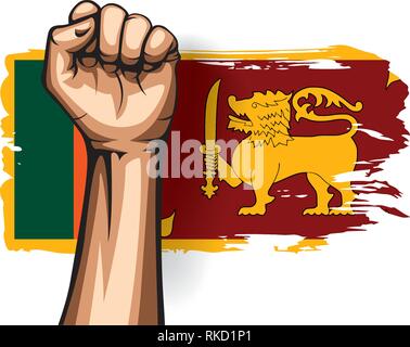 Sri Lanka drapeau et part sur fond blanc. Vector illustration Illustration de Vecteur