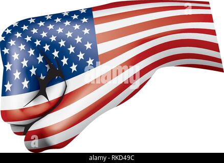 Drapeau USA à main et sur fond blanc. Vector illustration Illustration de Vecteur