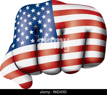 Drapeau USA à main et sur fond blanc. Vector illustration Illustration de Vecteur